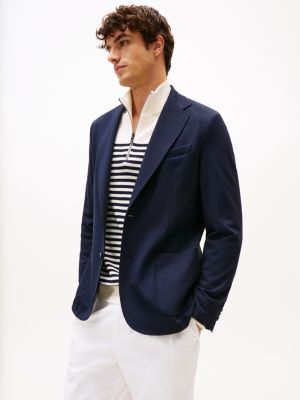 blazer performance à capuche bleu pour hommes tommy hilfiger