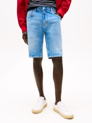 blau brooklyn slim fit jeans-shorts mit whisker-effekt für herren - tommy hilfiger