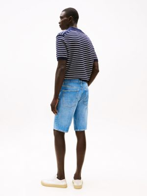 blau brooklyn slim fit jeans-shorts mit whisker-effekt für herren - tommy hilfiger