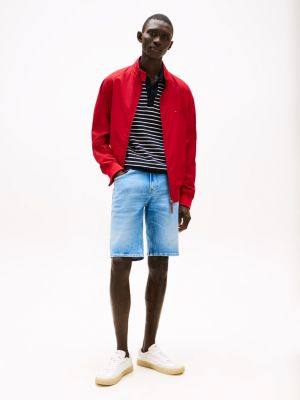 shorts slim fit in denim con baffature blue da uomini tommy hilfiger