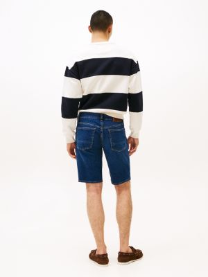 blau brooklyn slim fit jeans-shorts mit fade-effekt für herren - tommy hilfiger