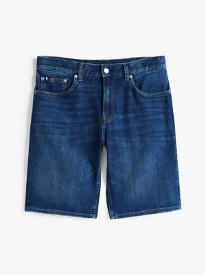 blau brooklyn slim fit jeans-shorts mit fade-effekt für herren - tommy hilfiger