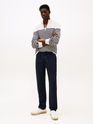 pantaloni performance con lacci in vita blue da uomini tommy hilfiger