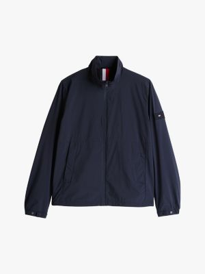 blau wasserabweisende jacke mit reißverschluss für herren - tommy hilfiger