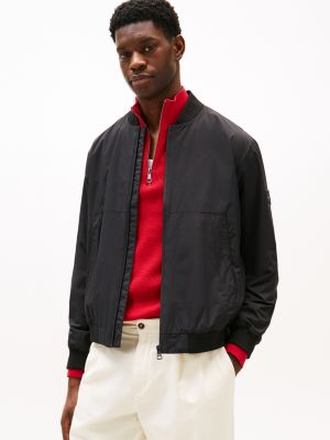 black nieprzemakalna kurtka typu bomber dla mężczyźni - tommy hilfiger