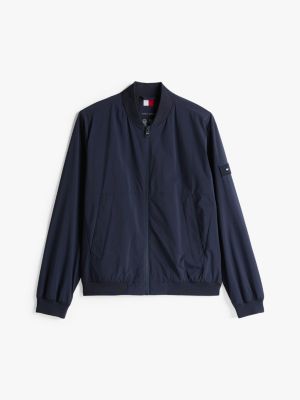 blue water repellent relaxed bomber jacket for men tommy hilfiger