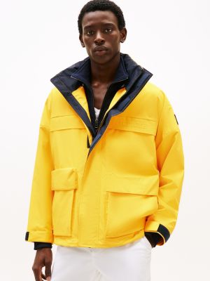 yellow water repellent relaxed regatta jacket for men tommy hilfiger