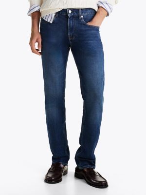 blau denton straight leg jeans mit whisker-effekt für herren - tommy hilfiger