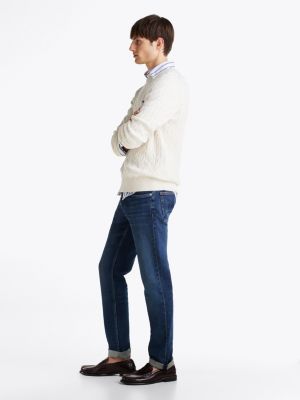 blau denton straight leg jeans mit whisker-effekt für herren - tommy hilfiger