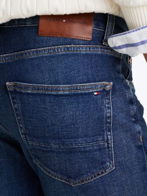 blau denton straight leg jeans mit whisker-effekt für herren - tommy hilfiger