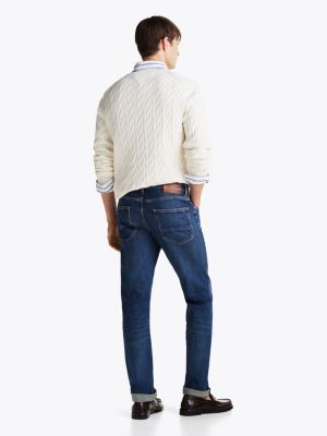 blau denton straight leg jeans mit whisker-effekt für herren - tommy hilfiger