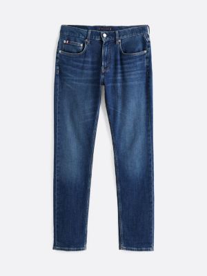 blau denton straight leg jeans mit whisker-effekt für herren - tommy hilfiger