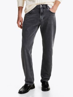 grijs harlem straight tapered jeans met whiskers voor heren - tommy hilfiger