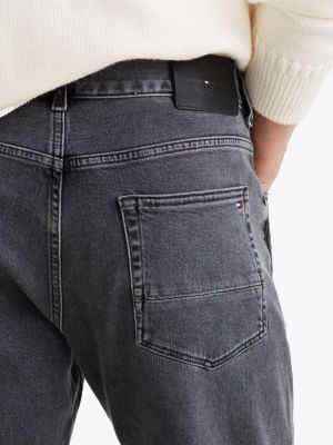 grijs harlem straight tapered jeans met whiskers voor heren - tommy hilfiger