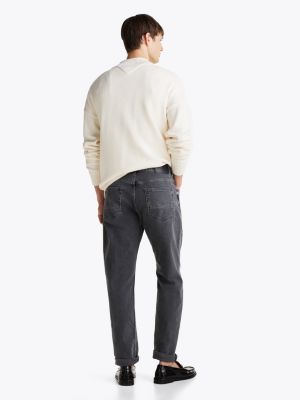 grijs harlem straight tapered jeans met whiskers voor heren - tommy hilfiger