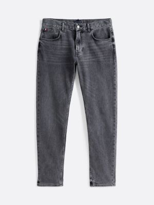 grau straight tapered leg jeans mit whisker-effekt für herren - tommy hilfiger