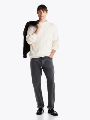 jeans straight fit affusolati con baffature grey da uomini tommy hilfiger