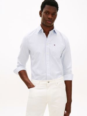 blue regular fit oxford-hemd mit breiten streifen für herren - tommy hilfiger