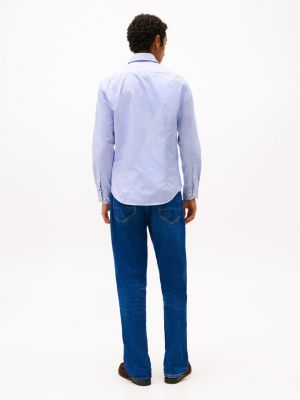 chemise ajustée smart casual rayée bleu pour hommes tommy hilfiger