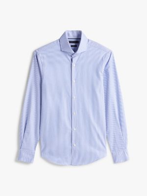chemise ajustée smart casual rayée bleu pour hommes tommy hilfiger
