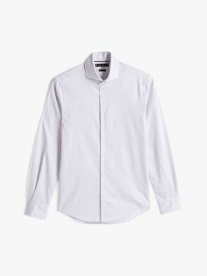 weiß smart casual gestreiftes slim fit hemd für herren - tommy hilfiger