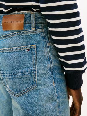 blue regular straight distressed jeans for men tommy hilfiger