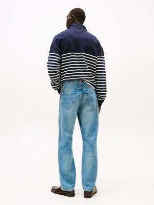 blue regular straight distressed jeans for men tommy hilfiger