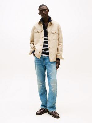 blue regular straight jeans im used look für herren - tommy hilfiger