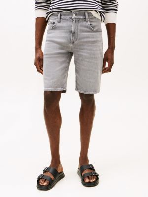 grey brooklyn whiskered slim denim shorts for men tommy hilfiger