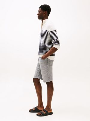 grijs brooklyn slim denim short met whiskers voor heren - tommy hilfiger