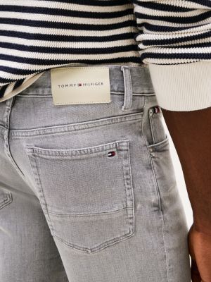 grau brooklyn slim fit jeans-shorts mit whisker-effekt für herren - tommy hilfiger