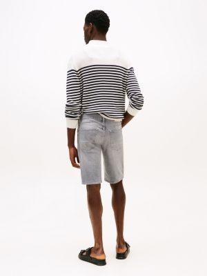 grey brooklyn whiskered slim denim shorts for men tommy hilfiger