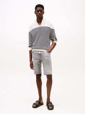 grey brooklyn whiskered slim denim shorts for men tommy hilfiger