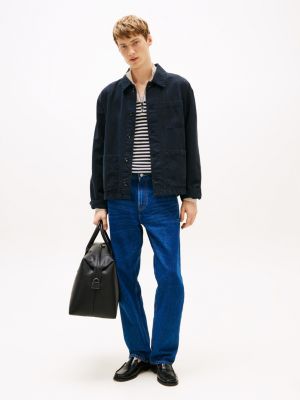 blue utility jacket with linen for men tommy hilfiger