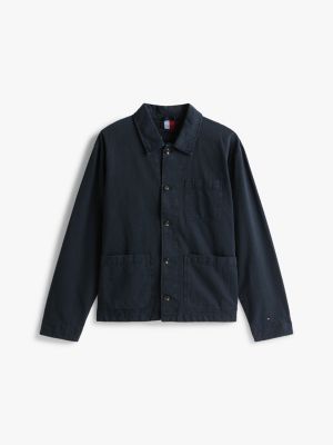 blue utility jacket with linen for men tommy hilfiger