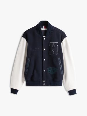 multi wool blend relaxed varsity jacket for men tommy hilfiger