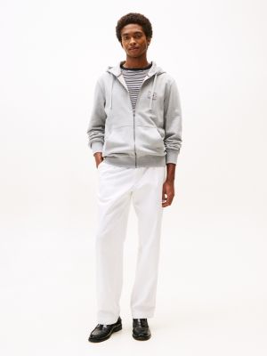 grey zip-thru hoody for men tommy hilfiger