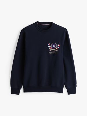 blau sweatshirt mit wappen-logo für herren - tommy hilfiger