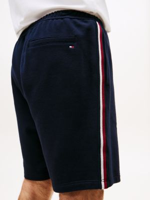 short de jogging global stripe bleu pour hommes tommy hilfiger