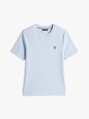 blue contrast th monogram embroidery t-shirt for men tommy hilfiger