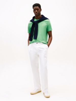 t-shirt monogramme th contrasté brodé vert pour hommes tommy hilfiger