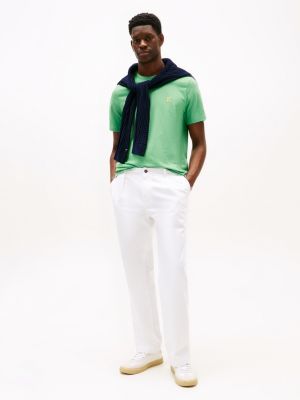 green contrast th monogram embroidery t-shirt for men tommy hilfiger