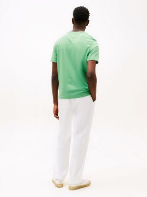 t-shirt monogramme th contrasté brodé vert pour hommes tommy hilfiger