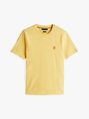 yellow contrast th monogram embroidery t-shirt for men tommy hilfiger