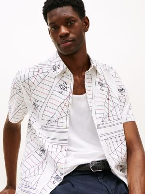 multi th flex print poplin shirt for men tommy hilfiger