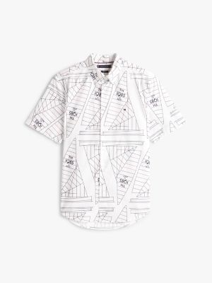 multi th flex popeline-hemd mit print für herren - tommy hilfiger