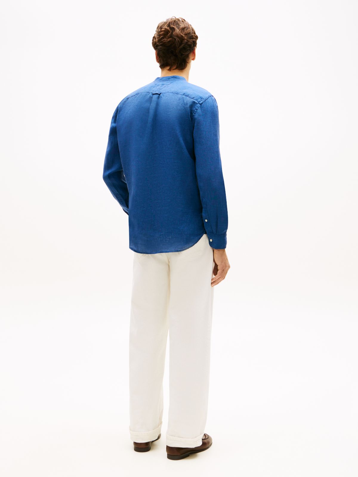 Slim Fit Washed Pure Linen Shirt — Blue