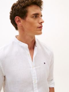 Slim Fit Washed Pure Linen Shirt — White 2