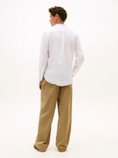 Slim Fit Washed Pure Linen Shirt — White 4