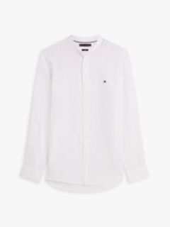 Slim Fit Washed Pure Linen Shirt — White 5